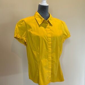 Worthington Yellow Puff Sleeve Button Down Shirt